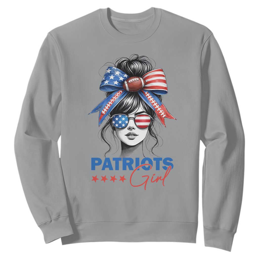 Patriots Girl Sweatshirt Funny Sport Fan New England Game Day Messy Bun TS11 Sport Gray Print Your Wear