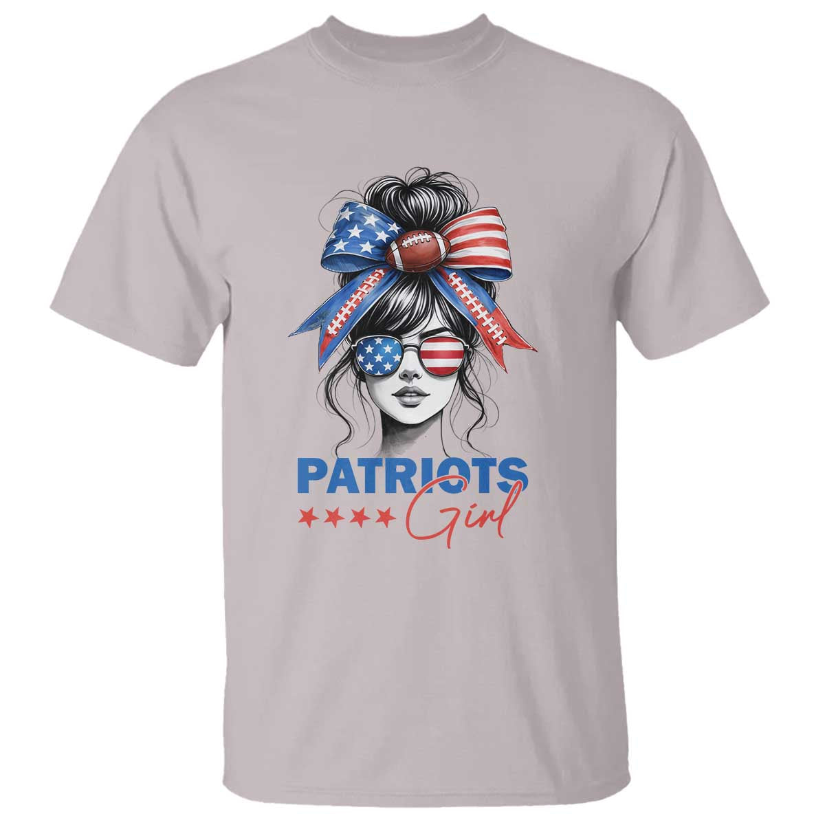 Patriots Girl T Shirt Funny Sport Fan New England Game Day Messy Bun TS11 Ice Gray Print Your Wear