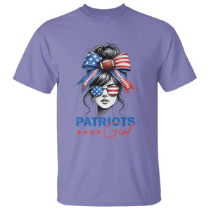 Patriots Girl T Shirt Funny Sport Fan New England Game Day Messy Bun TS11 Violet Print Your Wear
