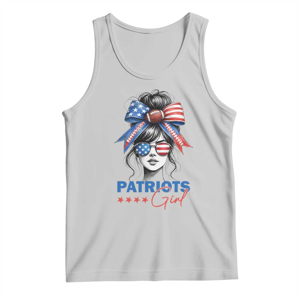 Patriots Girl Tank Top Funny Sport Fan New England Game Day Messy Bun TS11 Ash Print Your Wear