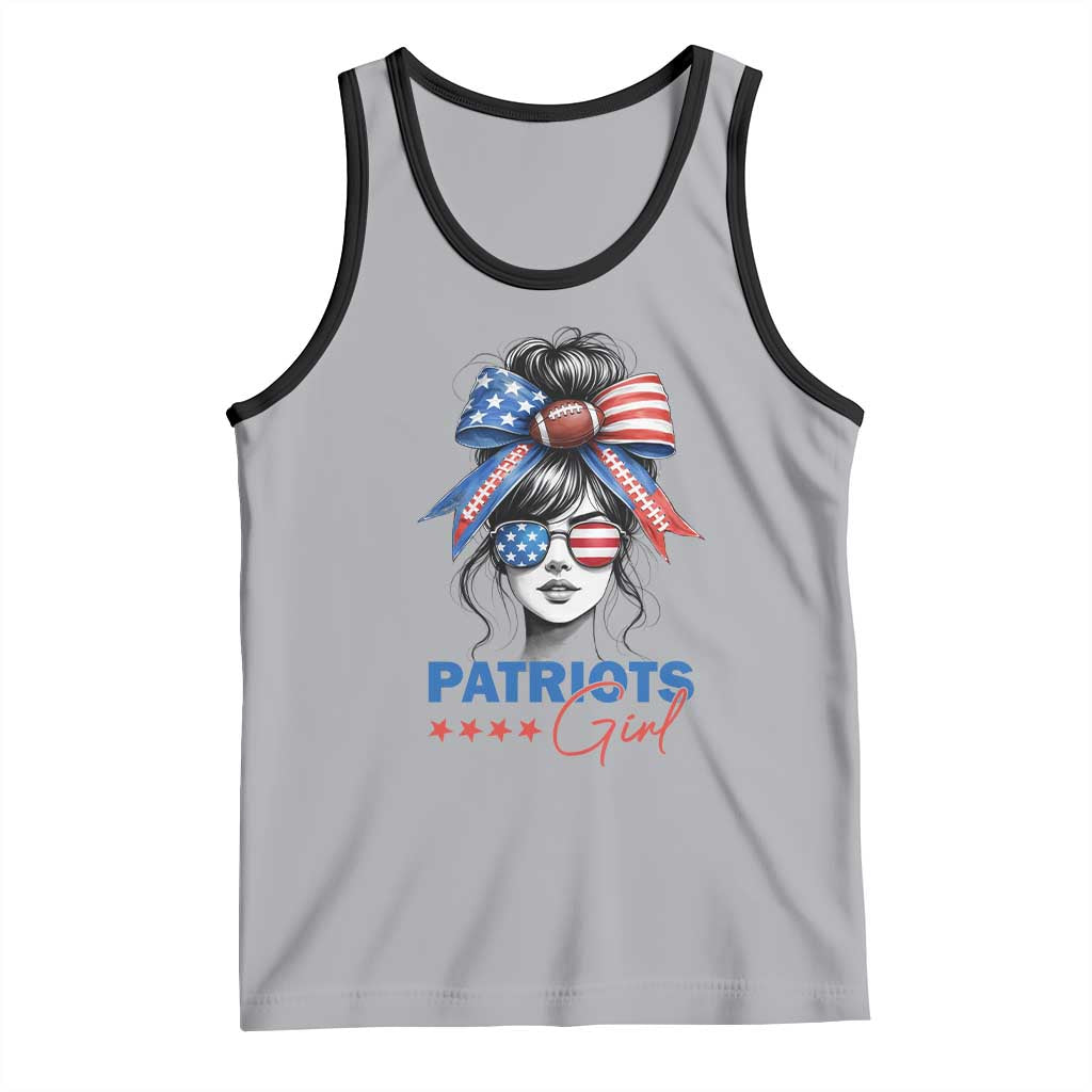 Patriots Girl Tank Top Funny Sport Fan New England Game Day Messy Bun TS11 Athletic Heather Black Print Your Wear