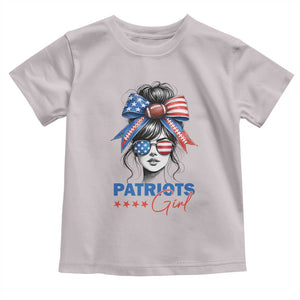 Patriots Girl Toddler T Shirt Funny Sport Fan New England Game Day Messy Bun TS11 Ice Gray Print Your Wear