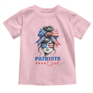 Patriots Girl Toddler T Shirt Funny Sport Fan New England Game Day Messy Bun TS11 Light Pink Print Your Wear
