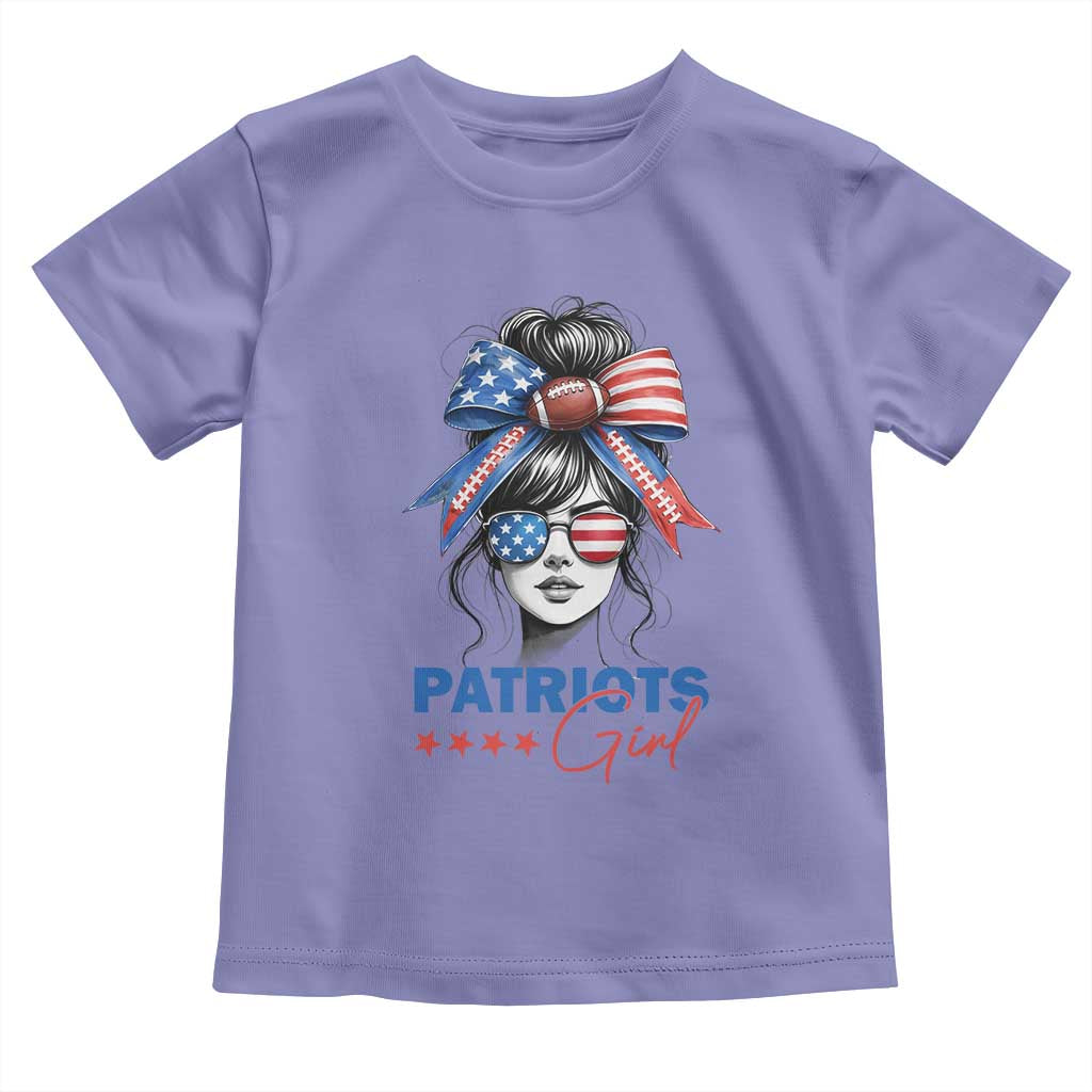 Patriots Girl Toddler T Shirt Funny Sport Fan New England Game Day Messy Bun TS11 Violet Print Your Wear