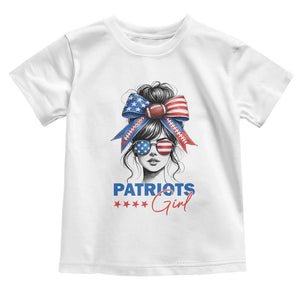 Patriots Girl Toddler T Shirt Funny Sport Fan New England Game Day Messy Bun TS11 White Print Your Wear