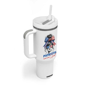 Patriots Girl Tumbler With Handle Funny Sport Fan New England Game Day Messy Bun TS11 Print Your Wear