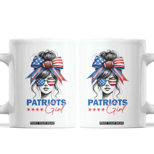 Patriots Girl Coffee Mug Funny Sport Fan New England Game Day Messy Bun TS11 White Print Your Wear
