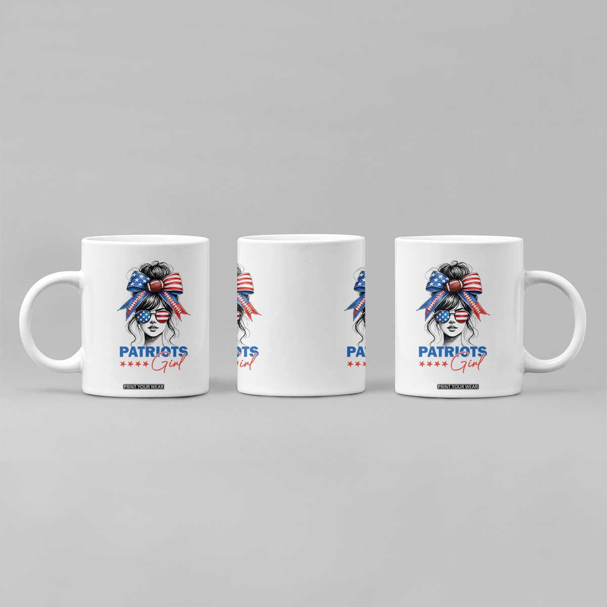 Patriots Girl Coffee Mug Funny Sport Fan New England Game Day Messy Bun TS11 Print Your Wear