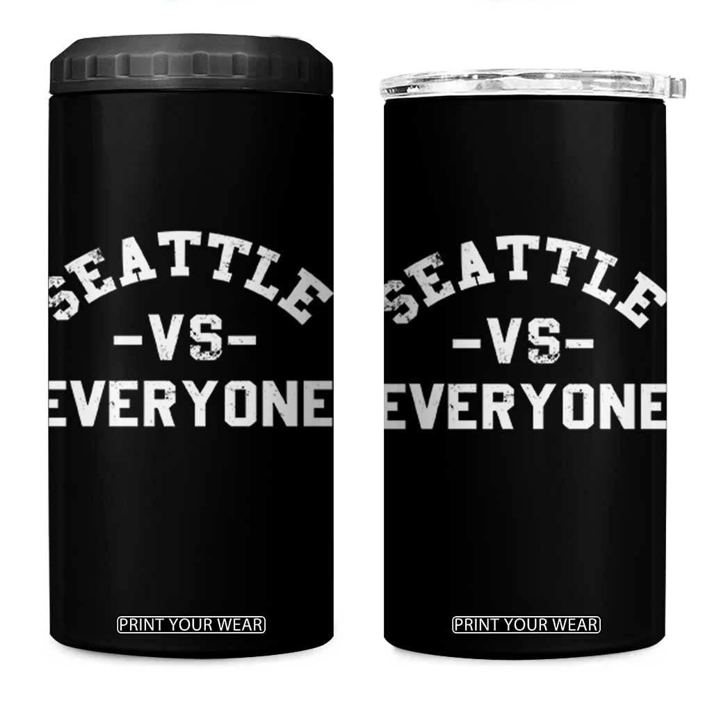 Seattle Vs Everyone 4 in 1 Can Cooler Tumbler Vintage Distressed Jersey Football Game Day TS11 One Size: 16 oz Black Print Your Wear