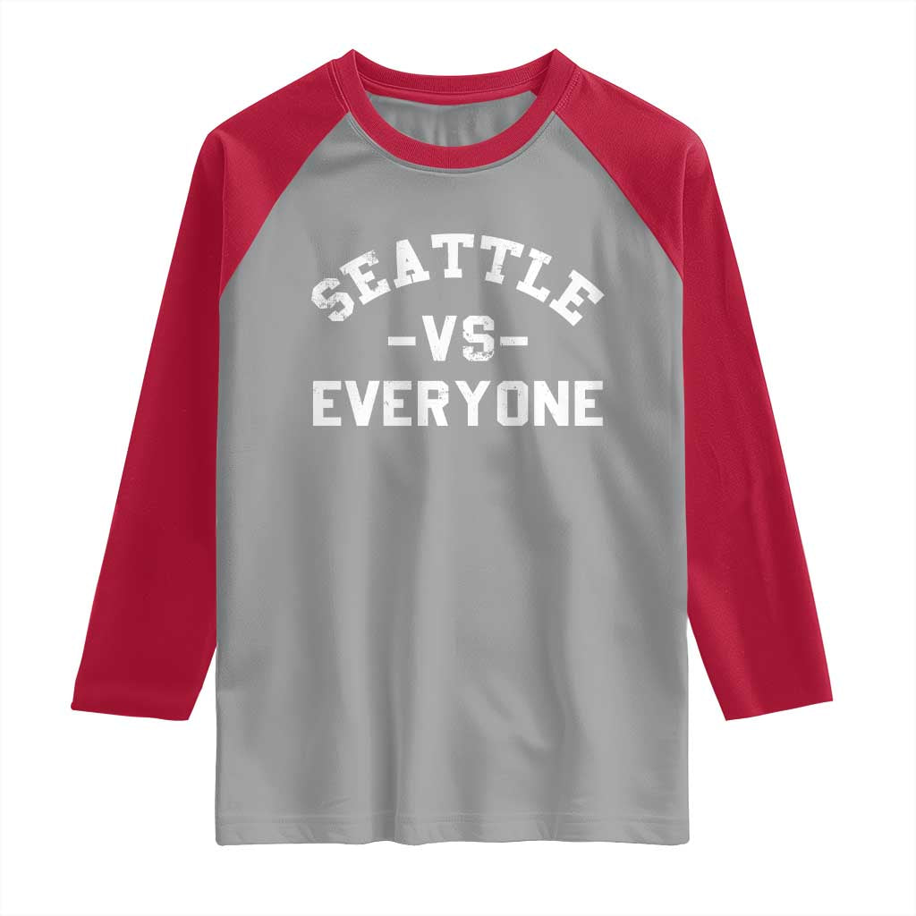 Seattle Vs Everyone Raglan Shirt Vintage Distressed Jersey Football Game Day TS11 Sport Gray Red Print Your Wear