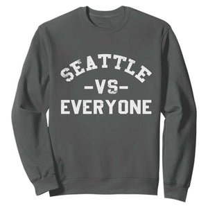 Seattle Vs Everyone Sweatshirt Vintage Distressed Jersey Football Game Day TS11 Dark Heather Print Your Wear