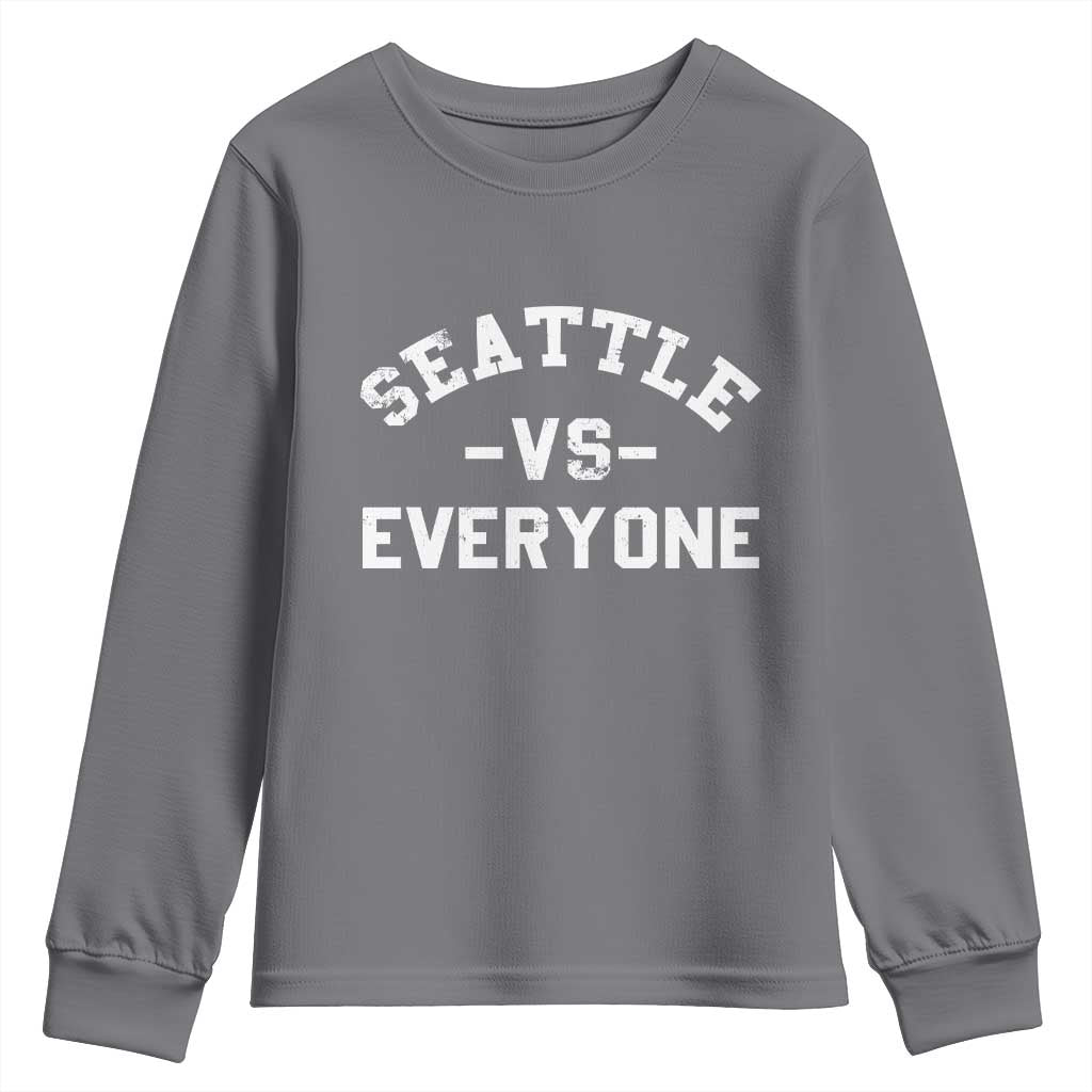 Seattle Vs Everyone Youth Sweatshirt Vintage Distressed Jersey Football Game Day TS11 Charcoal Print Your Wear