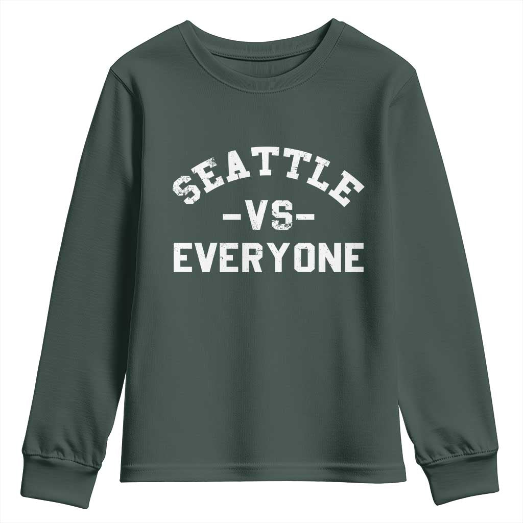 Seattle Vs Everyone Youth Sweatshirt Vintage Distressed Jersey Football Game Day TS11 Dark Forest Green Print Your Wear