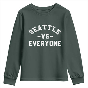 Seattle Vs Everyone Youth Sweatshirt Vintage Distressed Jersey Football Game Day TS11 Dark Forest Green Print Your Wear