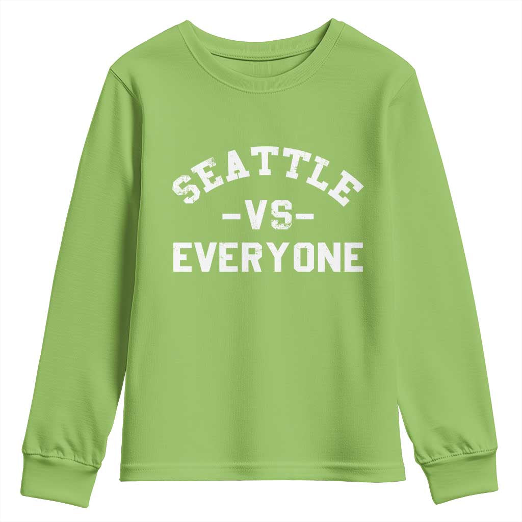 Seattle Vs Everyone Youth Sweatshirt Vintage Distressed Jersey Football Game Day TS11 Lime Print Your Wear