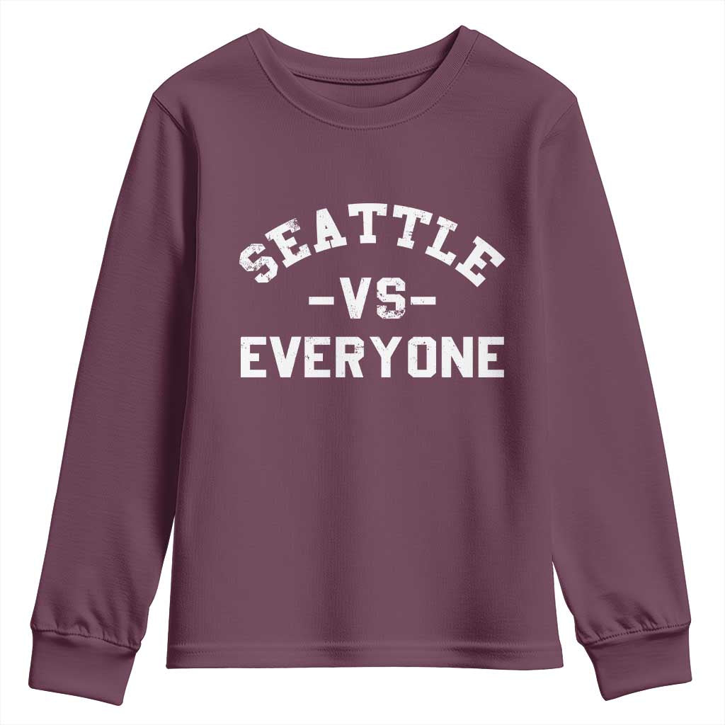 Seattle Vs Everyone Youth Sweatshirt Vintage Distressed Jersey Football Game Day TS11 Maroon Print Your Wear