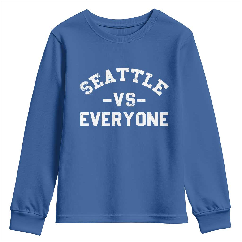 Seattle Vs Everyone Youth Sweatshirt Vintage Distressed Jersey Football Game Day TS11 Royal Blue Print Your Wear
