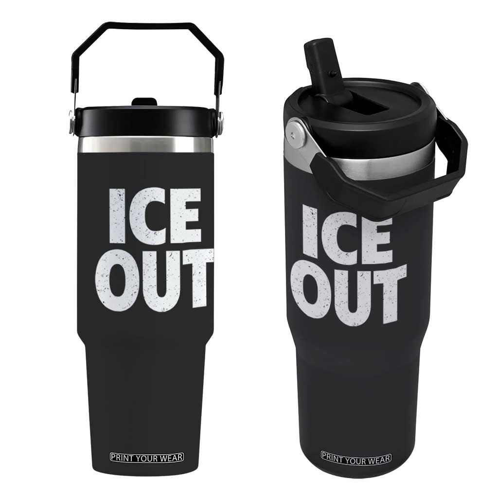 Ice Out Flip Straw Tumbler Abolish Ice Protest Statement TS11 One Size: 30 oz Black Print Your Wear