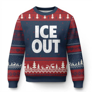 Ice Out Ugly Christmas Sweater Abolish Ice Protest Statement TS11 Navy Red Print Your Wear