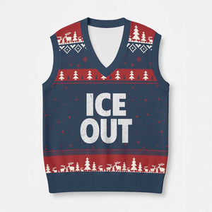 Ice Out V-Neck Knit Sweater Vest Abolish Ice Protest Statement TS11 Navy Red Print Your Wear