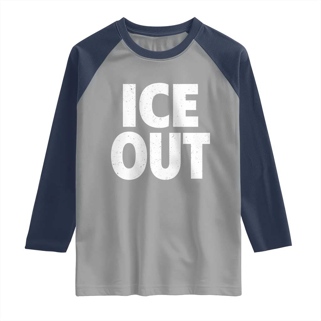 Ice Out Raglan Shirt Abolish Ice Protest Statement TS11 Sport Gray Navy Print Your Wear