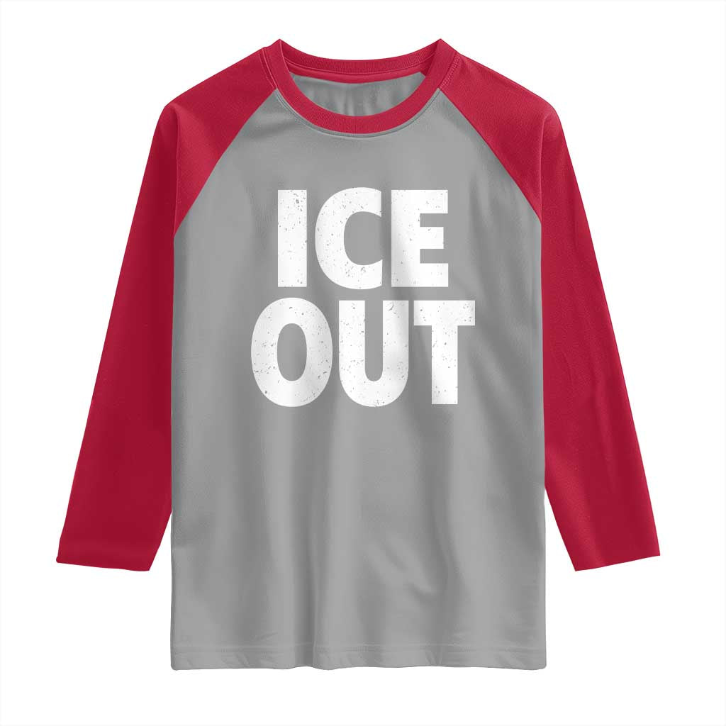 Ice Out Raglan Shirt Abolish Ice Protest Statement TS11 Sport Gray Red Print Your Wear