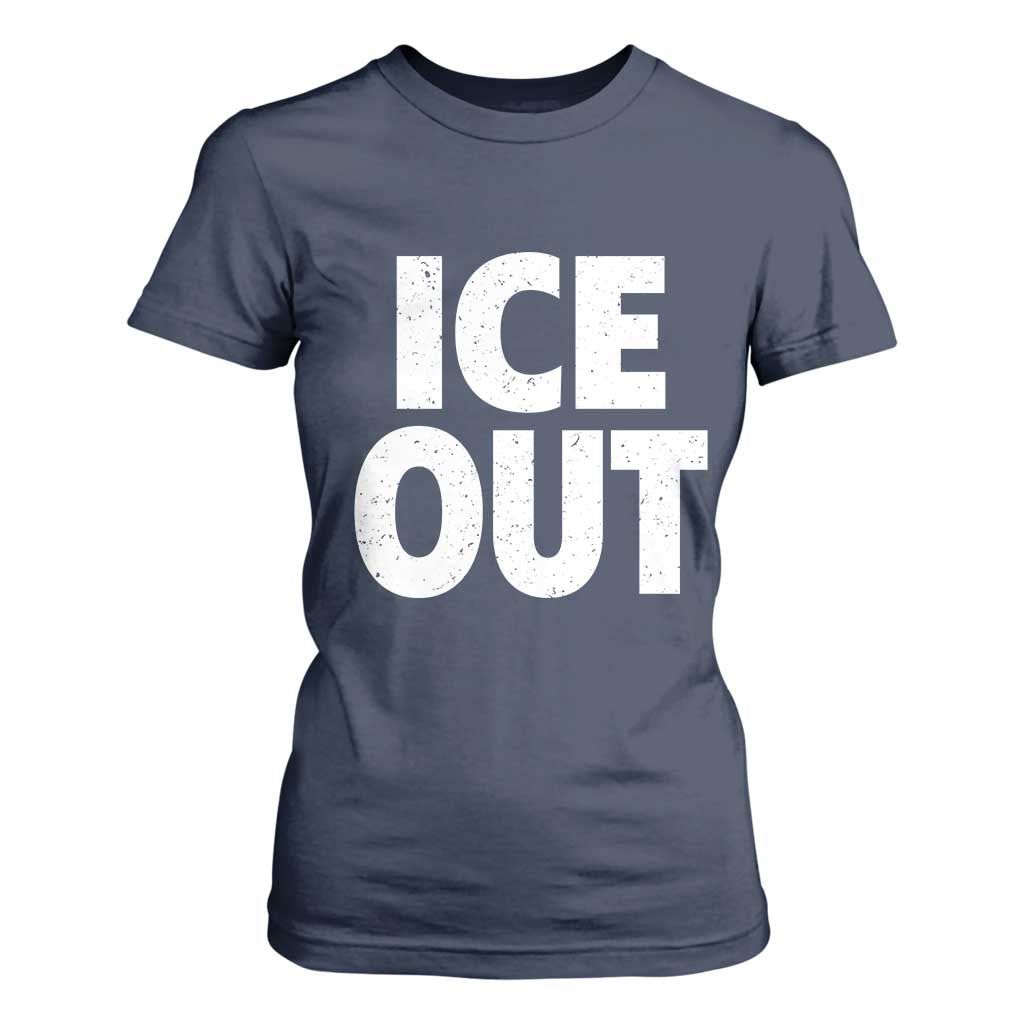 Ice Out T Shirt For Women Abolish Ice Protest Statement TS11 Navy Print Your Wear