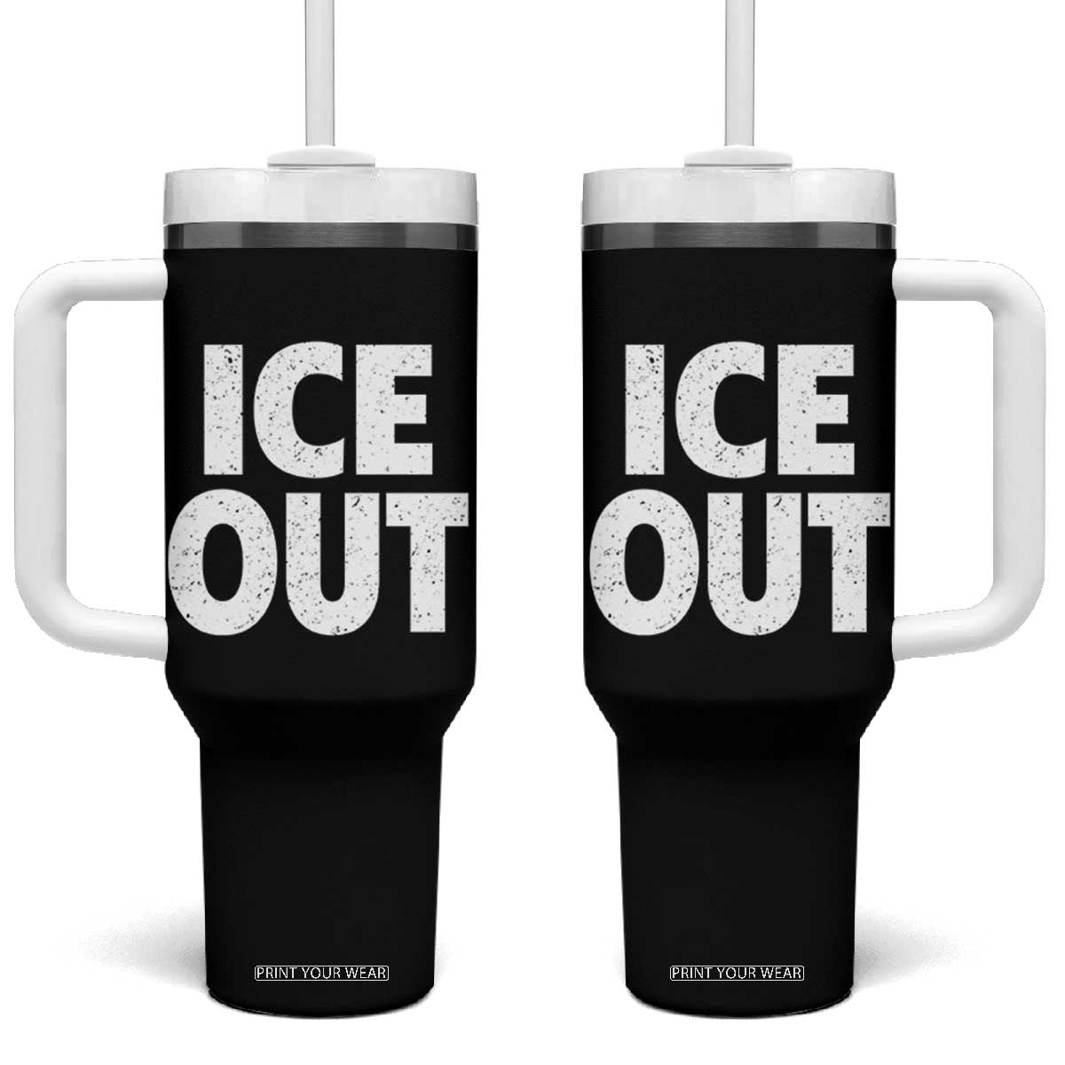Ice Out Tumbler With Handle Abolish Ice Protest Statement TS11 One Size: 40 oz Black Print Your Wear