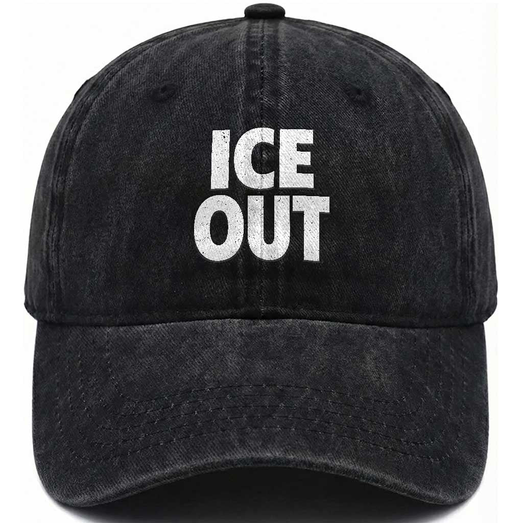 Ice Out Washed Cotton Baseball Cap Abolish Ice Protest Statement TS11 Print Your Wear