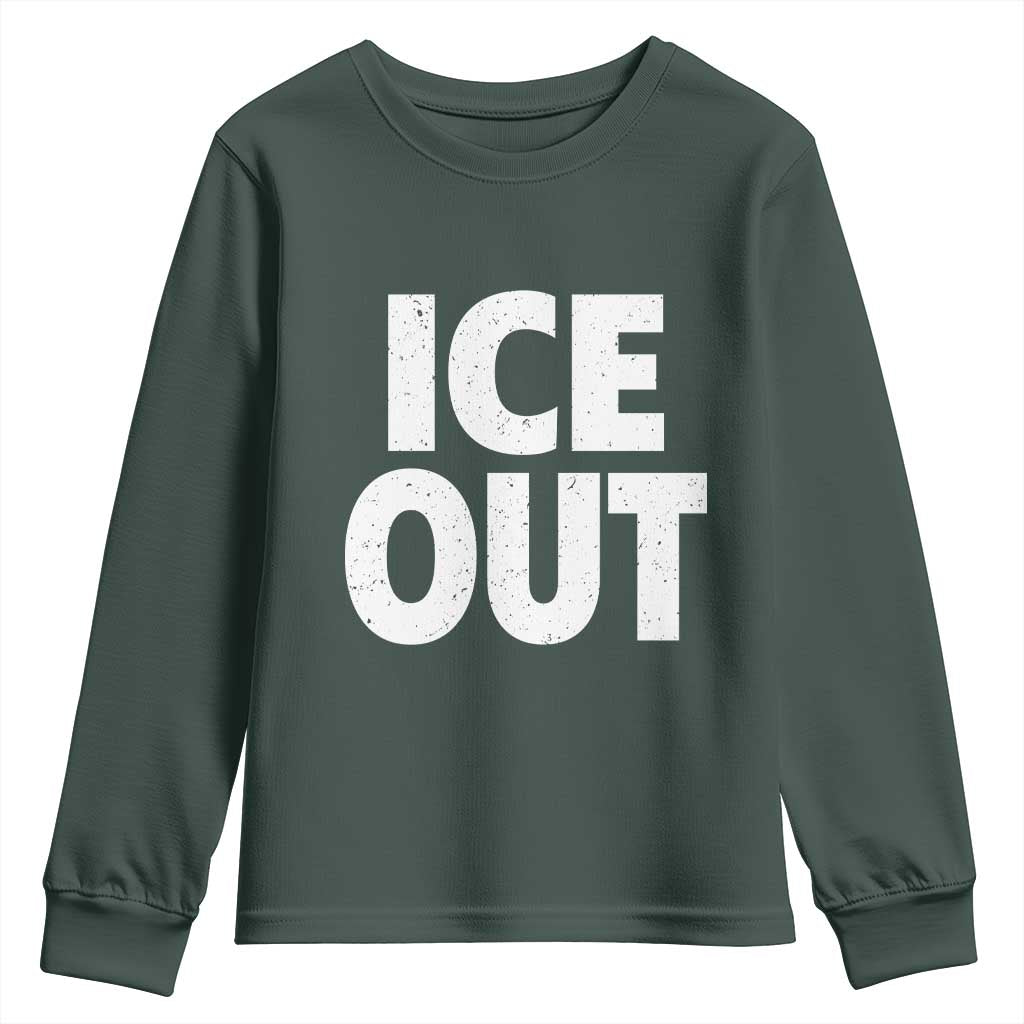Ice Out Youth Sweatshirt Abolish Ice Protest Statement TS11 Dark Forest Green Print Your Wear