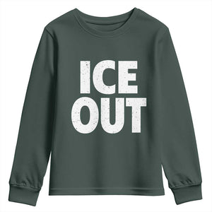 Ice Out Youth Sweatshirt Abolish Ice Protest Statement TS11 Dark Forest Green Print Your Wear
