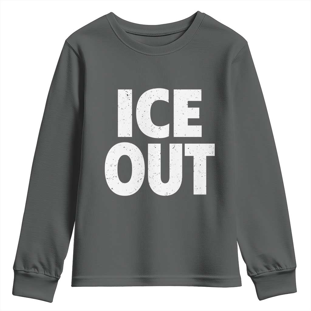 Ice Out Youth Sweatshirt Abolish Ice Protest Statement TS11 Dark Heather Print Your Wear