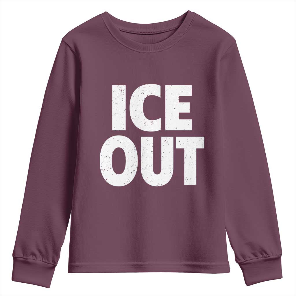 Ice Out Youth Sweatshirt Abolish Ice Protest Statement TS11 Maroon Print Your Wear