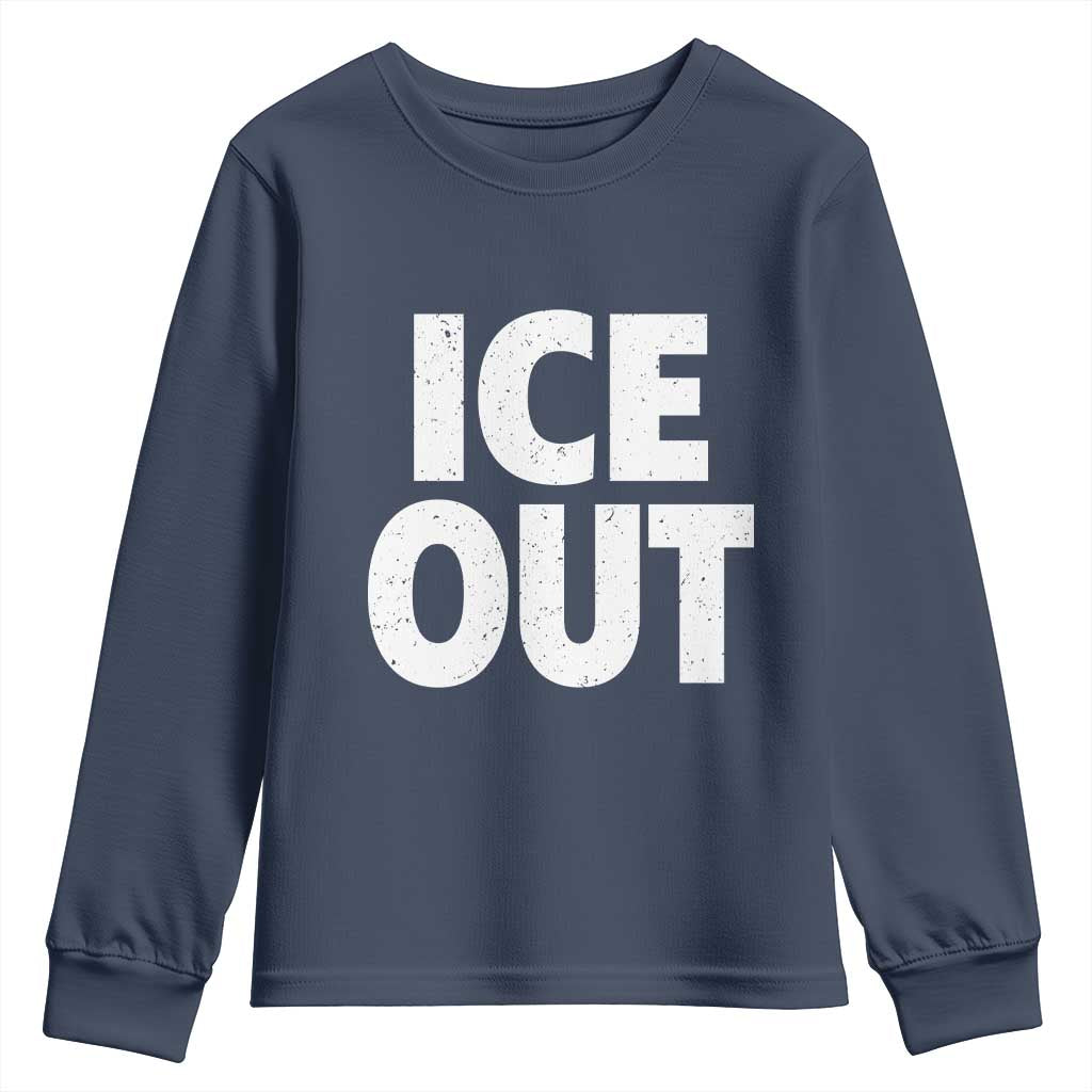 Ice Out Youth Sweatshirt Abolish Ice Protest Statement TS11 Navy Print Your Wear