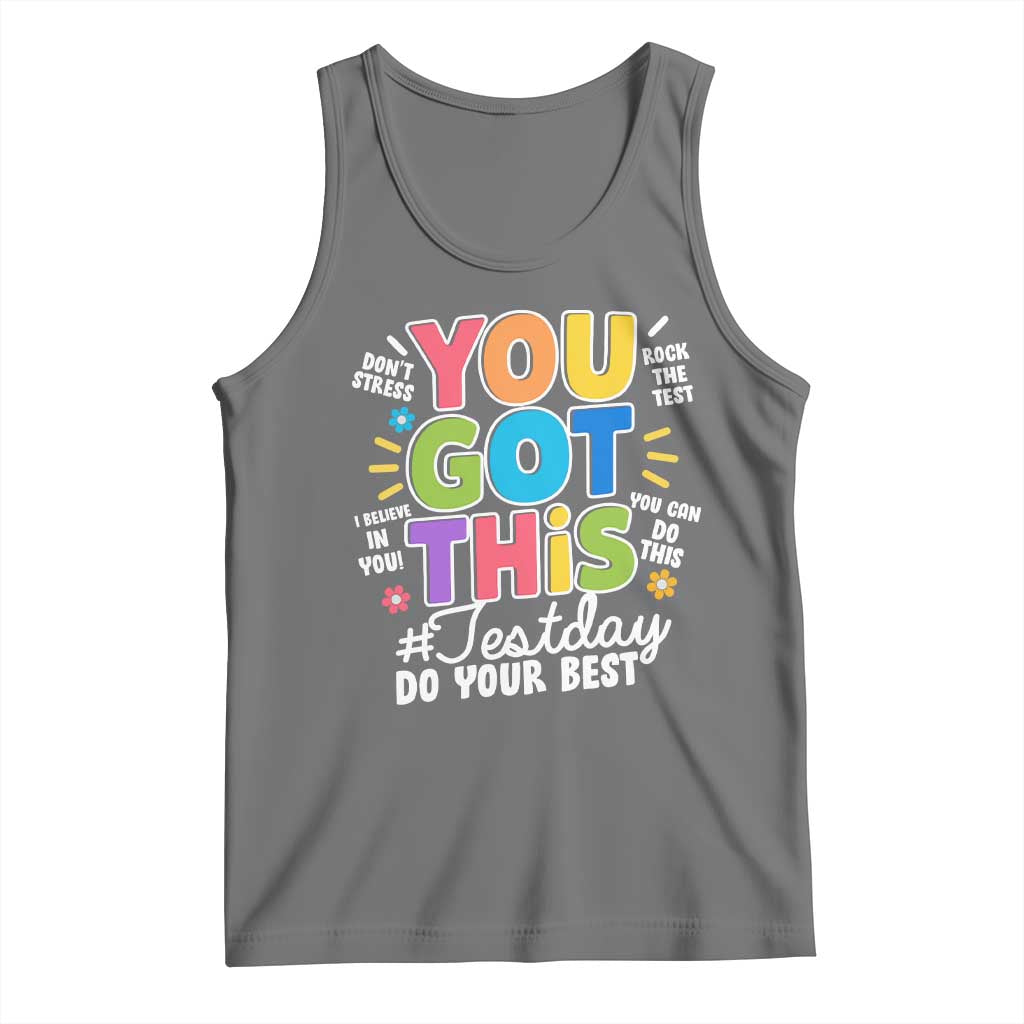 Funny Test Day You Got This Do Your Best Tank Top Colorful Flowers TS11 Black Heather Print Your Wear
