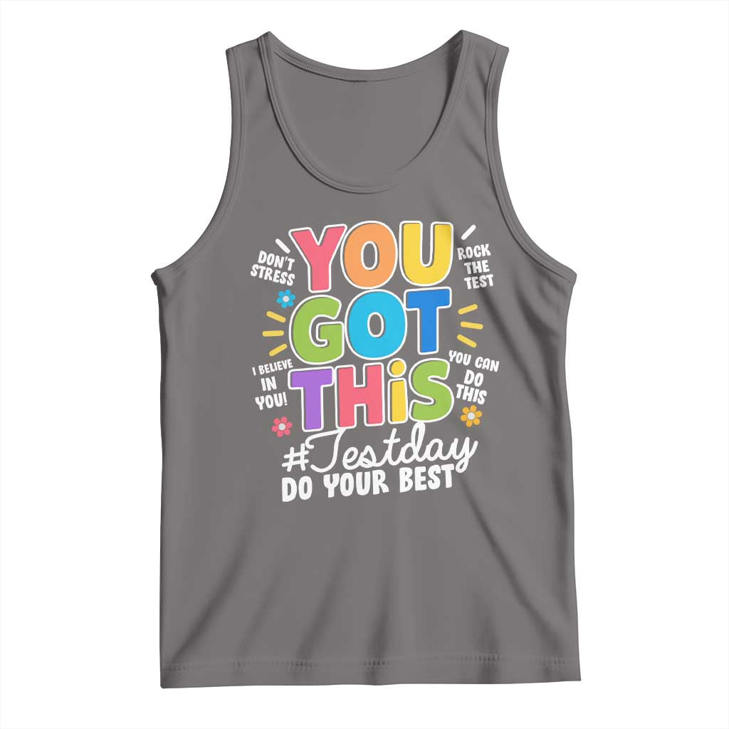 Funny Test Day You Got This Do Your Best Tank Top Colorful Flowers TS11 Deep Heather Print Your Wear