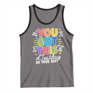 Funny Test Day You Got This Do Your Best Tank Top Colorful Flowers TS11 Deep Heather Black Print Your Wear