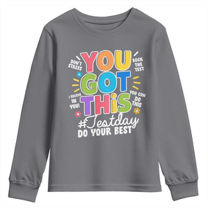 Funny Test Day You Got This Do Your Best Youth Sweatshirt Colorful Flowers TS11 Charcoal Print Your Wear