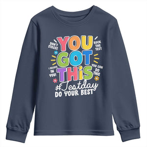 Funny Test Day You Got This Do Your Best Youth Sweatshirt Colorful Flowers TS11 Navy Print Your Wear