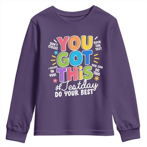 Funny Test Day You Got This Do Your Best Youth Sweatshirt Colorful Flowers TS11 Purple Print Your Wear