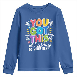 Funny Test Day You Got This Do Your Best Youth Sweatshirt Colorful Flowers TS11 Royal Blue Print Your Wear