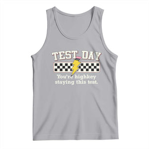 Funny Test Day You're Highkey Staying This Test Tank Top Teacher Pencil Lightning Bolt TS11 Athletic Heather Print Your Wear