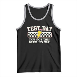 Funny Test Day You Got This Bruh No Cap Tank Top Teacher Pencil Lightning Bolt TS11 Black Athletic Heather Print Your Wear