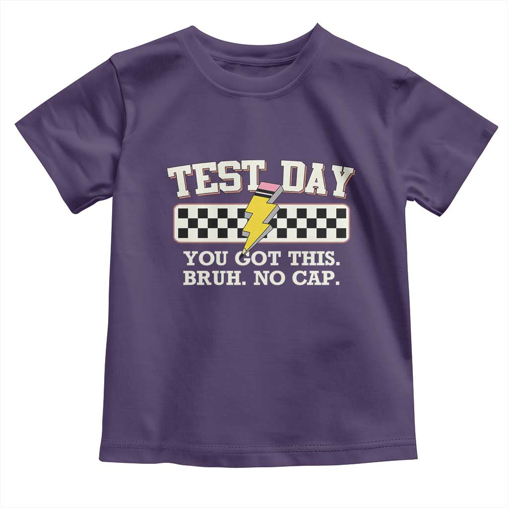 Funny Test Day You Got This Bruh No Cap Toddler T Shirt Teacher Pencil Lightning Bolt TS11 Purple Print Your Wear