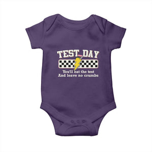 Funny Test Day You'll Eat The Test And Leave No Crumbs Baby Onesie Teacher Pencil Lightning Bolt TS11 Purple Print Your Wear