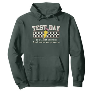 Funny Test Day You'll Eat The Test And Leave No Crumbs Hoodie Teacher Pencil Lightning Bolt TS11 Dark Forest Green Print Your Wear