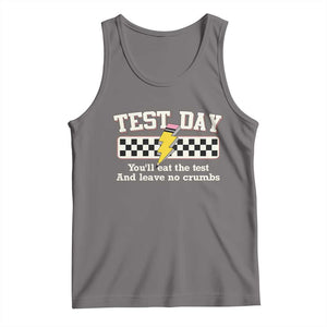Funny Test Day You'll Eat The Test And Leave No Crumbs Tank Top Teacher Pencil Lightning Bolt TS11 Deep Heather Print Your Wear
