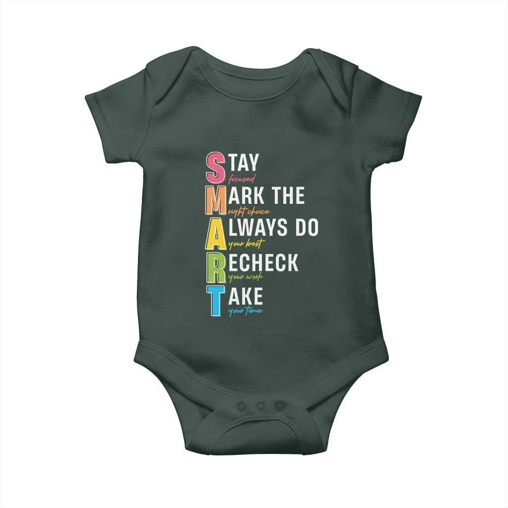SMART Stay Focused Mark The Right Choice Baby Onesie Test Day Teacher TS11 Print Your Wear