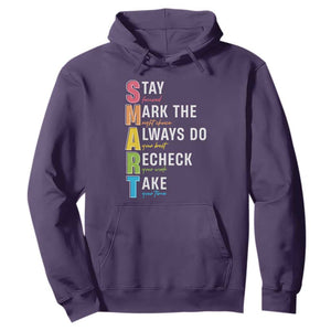 SMART Stay Focused Mark The Right Choice Hoodie Test Day Teacher TS11 Purple Print Your Wear