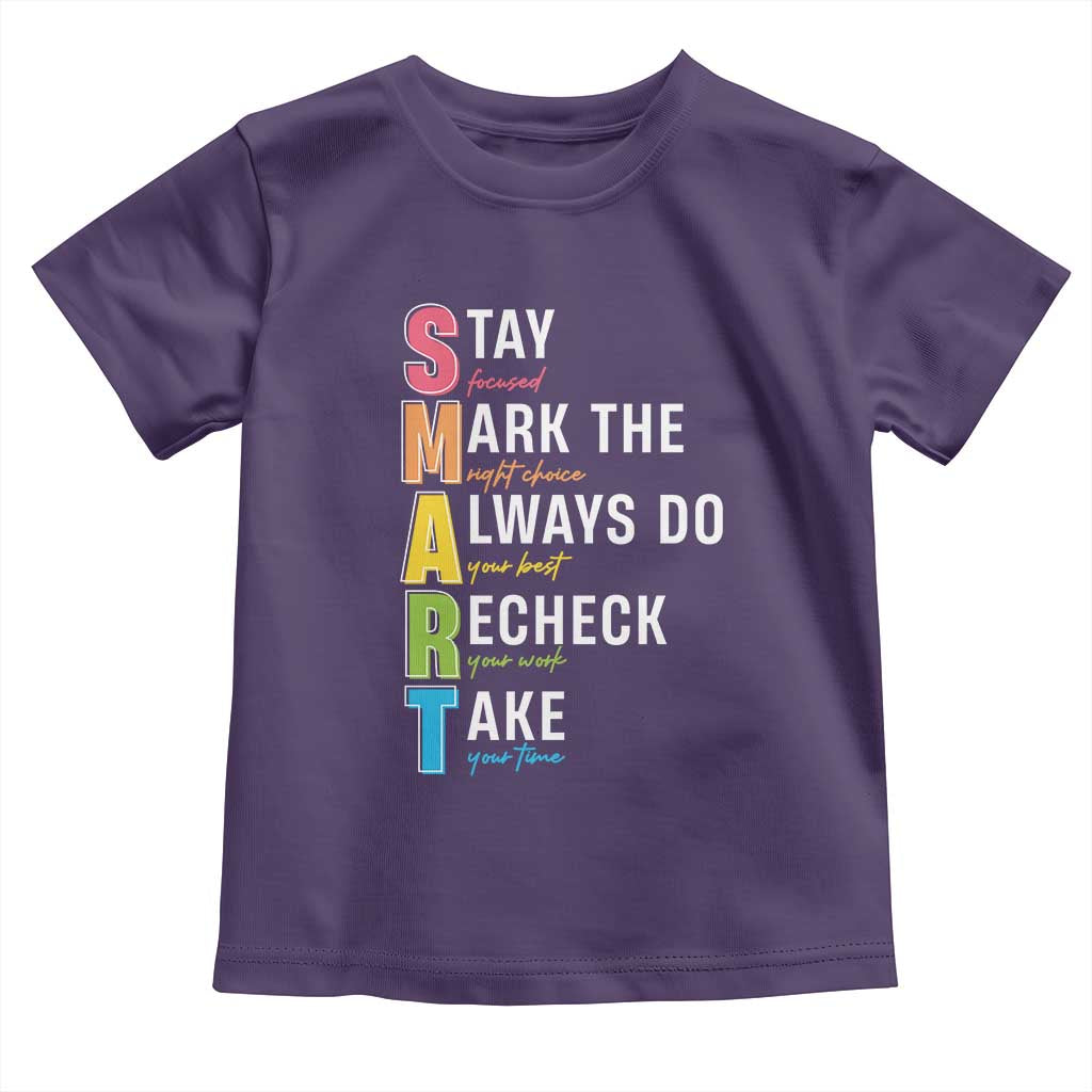 SMART Stay Focused Mark The Right Choice Toddler T Shirt Test Day Teacher TS11 Purple Print Your Wear